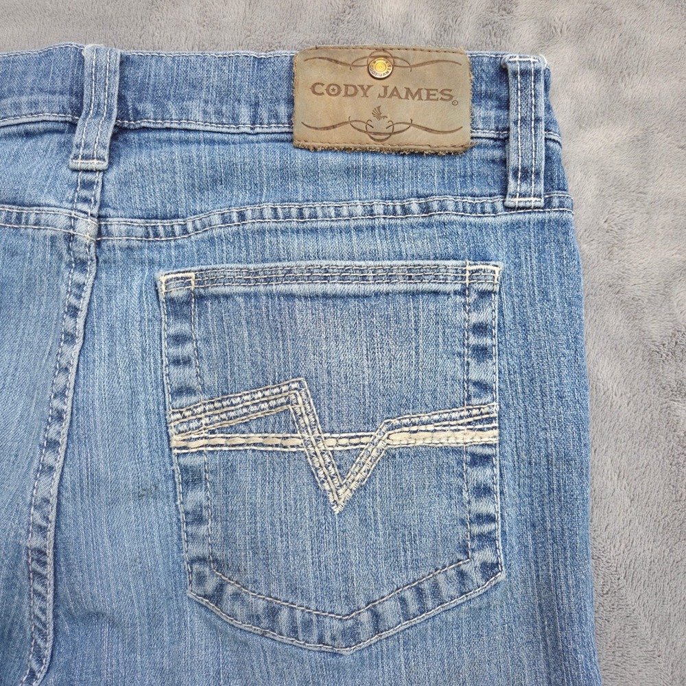 Cody James Men Slim Straight Western Jeans 32x34 Blue Cotton Blend Distressed
